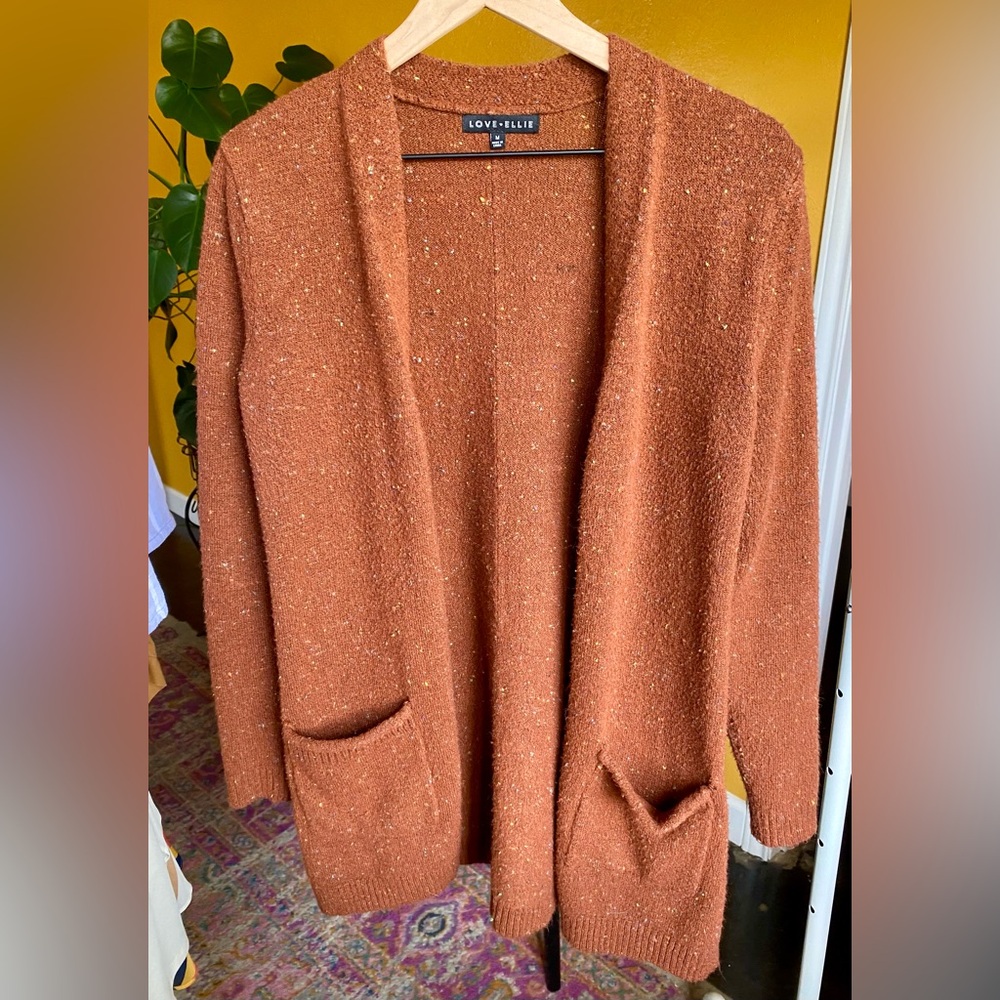 Cardigan Orange Multi Colored Thread Love Ellie Medium
